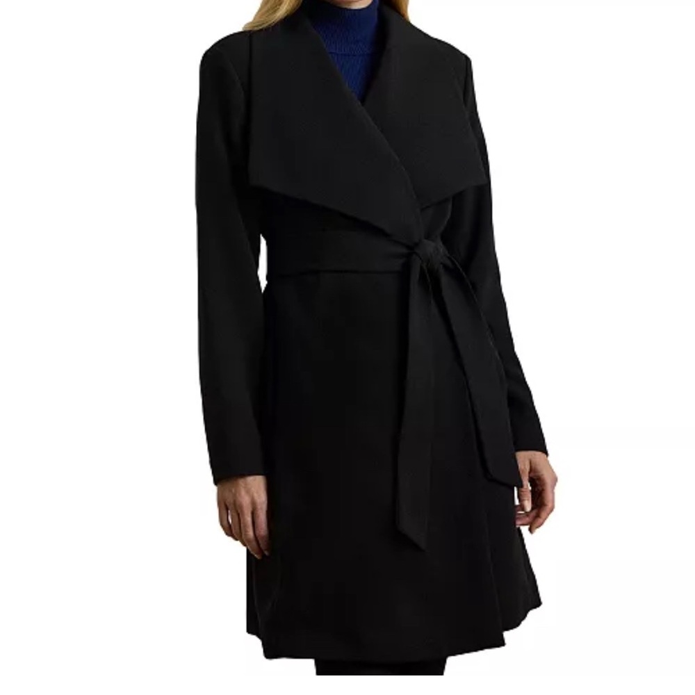 Lauren Women's Ralph Lauren Crepe Belted Wrap Coat - Picture 3 of 8
